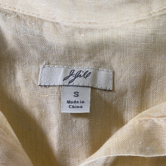 J. Jill Yellow Button Down Short Sleeve Shirt S - Picture 4 of 7